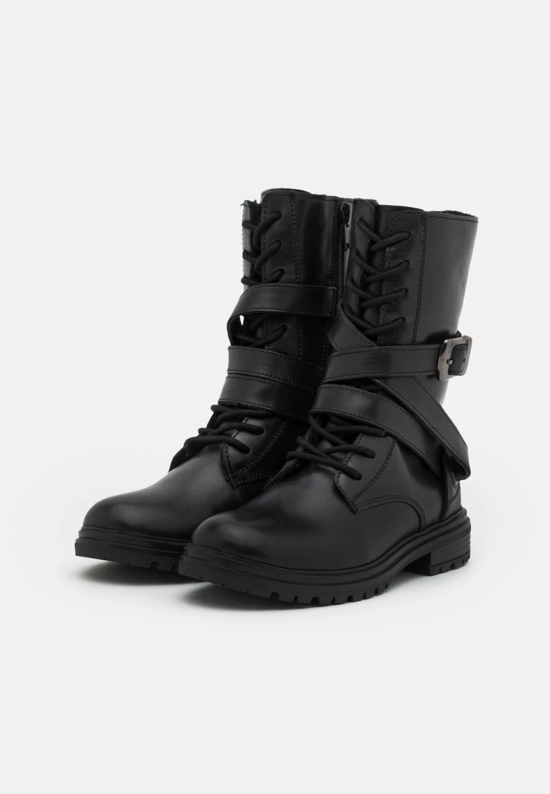 Friboo Niños LEATHER - Botas Con Cordones - Black - Imagen 3